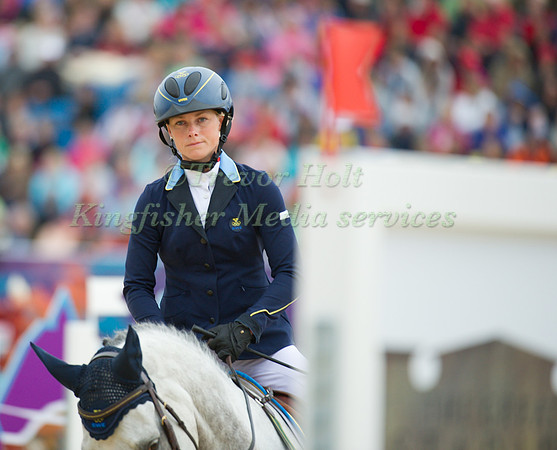 Sara Algotsson Ostholt and Wega Olympic Silver Medalist prepare to start their show Jumping round