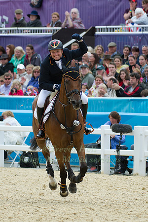 Michael Young Olympic Double Gold Medalist celebrates his winning round