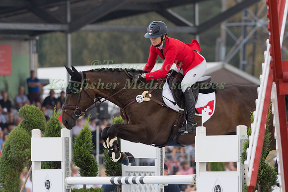 Camille Guyot (SUI) and Ulsan de Lacoree competing  in the Show Jumping phase of the 2019 Longines FEI Eventing European Championships