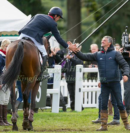 Karim Florent Laghoaug of France congratulates his Team Mate on