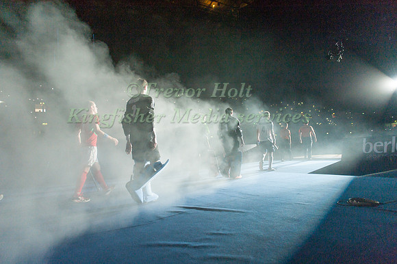 East Grinstead and Canterbury enter the arena for the final