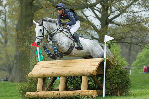HARRY DZENIS  RIDING  CRUISE A CROSSTOWN COMPETING IN THE CROSS COUNTRY PHASE OF THE  CIC ONE STAR COMPETITION AT THE  2017 DODSON AND HORRELL CHATSWORTH INTERNATIONAL HORSE TRIAL.