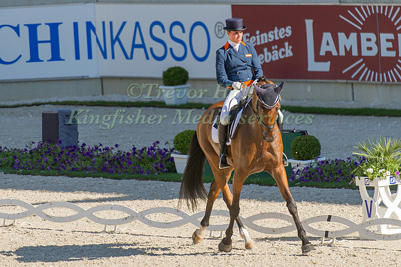 Merel Blom riding Rumour Has It taking part in the dressage test