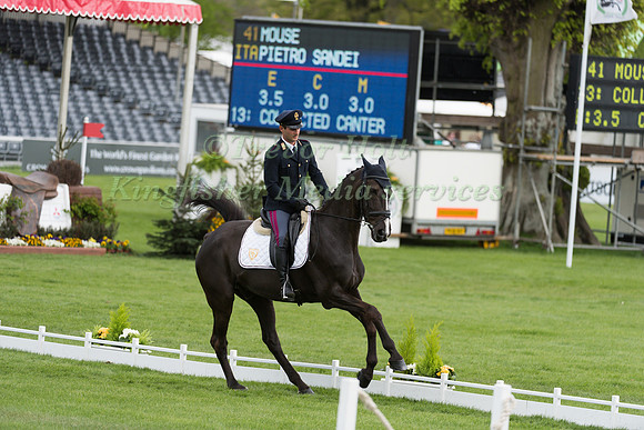 Pietro Sandei (ITA) riding Mouse  in the Dressage phase  of  the 2017 Mitsubishi Motors  Badminton Horse Trials