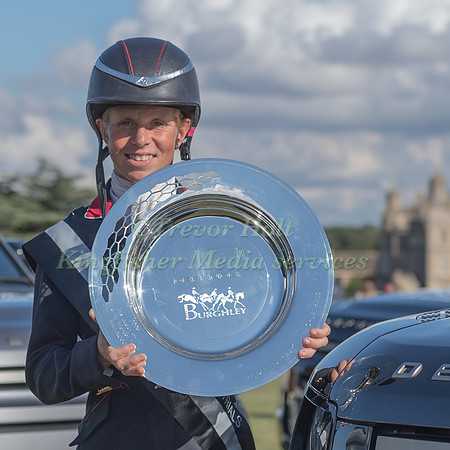 Ros Canter in front of Burghley House with the Landrover Burghle