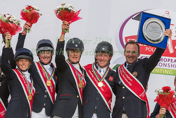 The British Team on the Podium with Chef D'Equipe Richard Waygood