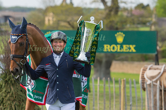 Michael Jung of Germany  and La Biosthetique - Sam FBW with the Rolex  Grand Slam of Eventing Trophy