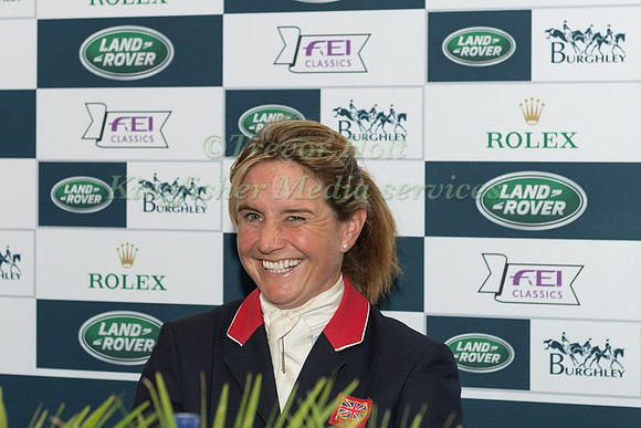 Runner  up PIggy French in the Press conference  at the 2017 Landrover Burghley Horse Trials