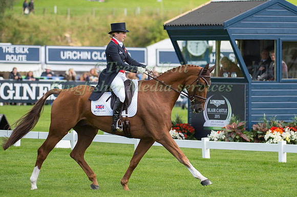 Laura Collett of Great Britain riding Grand Manoeuvre