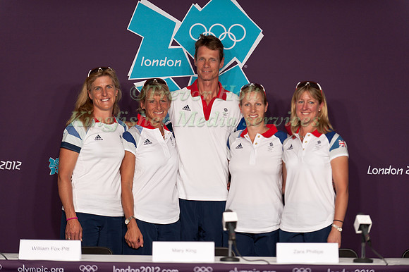 The British Team of Kristina Cook, Mary King,William Fox-Pitt, Zara Philips and Nicola Wilson at the Pre-Competition Press Conference