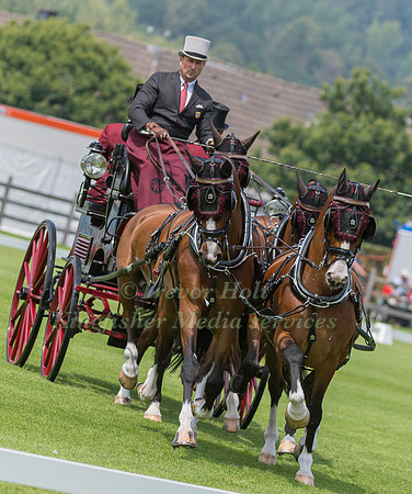 Chester Weber (USA) taking part in the Four in Hand Dressage test in the Preis der Fa. Horssch, Der Entsorger.