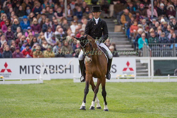 Jonty Evans (IRL) riding Cooley Rorkes Drift in the Dressage phase  of  the 2017 Mitsubishi Motors  Badminton Horse Trials