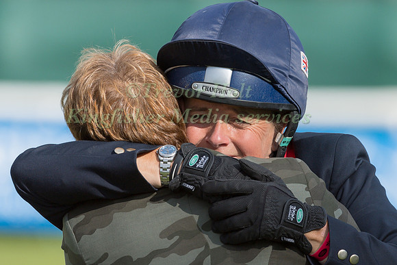 Pippa Funnell winner of the 2019  Land Rover Burghley Horse Trials at the Prize Giving Ceremony