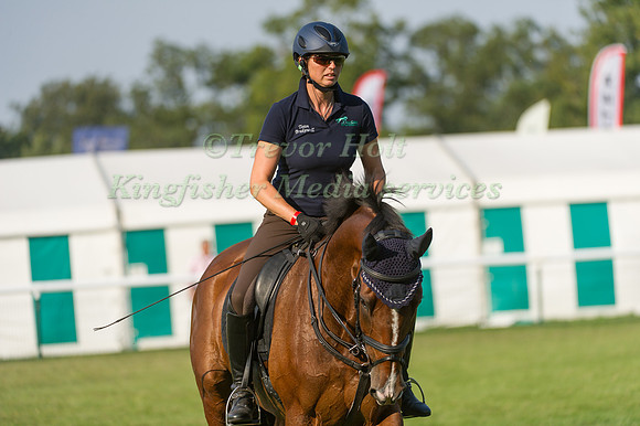 Jeanette Brakewell and Lets Dance in the Dressage Warm up Area