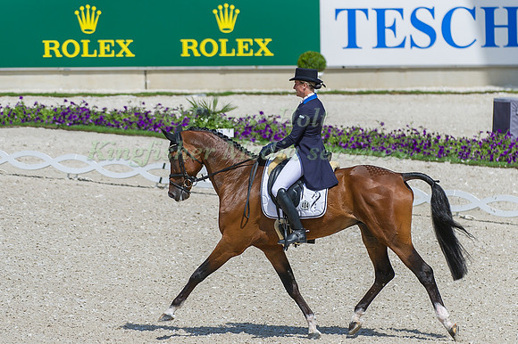 Lara De Liedekerke riding Ducati van den Overdam taking part in the dressage test