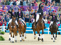 Germany's Dirk Schrade throws his Bouquet to the crowd