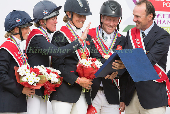 The British Team on the Podium with Chef D'Equipe Richard Waygood