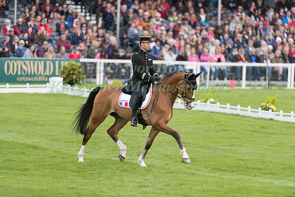 Thibaut Vallette (FRA) riding Qing du Briot ENE HN in the Dressage phase  of  the 2017 Mitsubishi Motors  Badminton Horse Trials