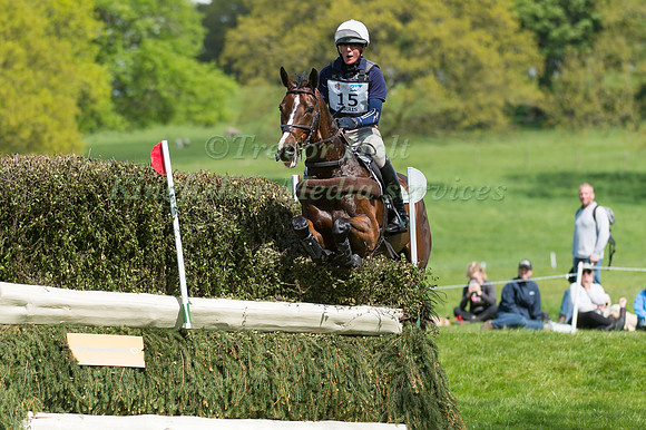 FLORA HARRIS (GBR) RIDING  BAYANO COMPETING IN THE CROSS COUNTRY PHASE OF THE  EVENT RIDERS MASTERS COMPETITION AT THE  2017 DODSON AND HORRELL CHATSWORTH INTERNATIONAL HORSE TRIAL.