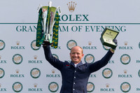 Michael Jung of Germany  with the Rolex  Grand Slam of Eventing Trophy