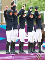 The Gold Meada winning team take to the podium