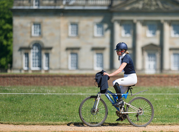 IZZY TAYLOR RIDING BACK TO THE STABLES AFTER COMPETING IN THE DRESSAGE PHASE OF THE CICO THREE STAR AT THE 2017 HOUGHTON INTERNATIONAL HORSE TRIALS
