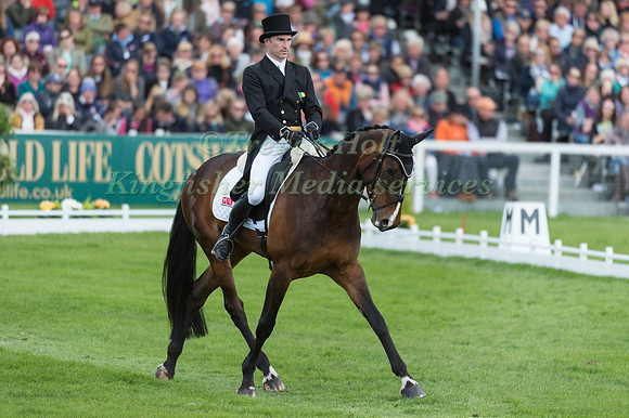 Ciaran Glynn (IRL) riding November Night in the Dressage phase  of  the 2017 Mitsubishi Motors  Badminton Horse Trials