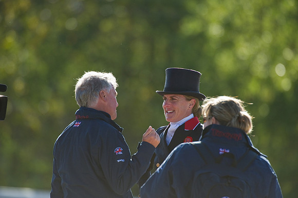 Yogi Congratulates Tina Cook after her Dressage Test at the World Equestrian games in Kentucky