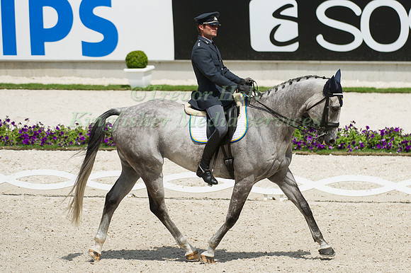 Johan Lundin riding Orup taking part in the dressage test