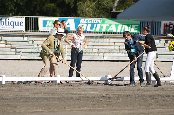 Gillian Kyle inspecting preparations  at the Dressage Arena