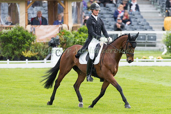 Jesse Campbell (NZL) riding Kaapachino in the Dressage phase  of  the 2017 Mitsubishi Motors  Badminton Horse Trials