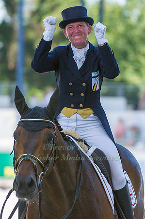 Karin Donckers riding Fletcha van 'T Verahof taking part in the dressage test