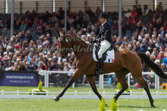 Helene Vattier (FRA) riding Quito de Baliere in the Dressage phase  of  the 2017 Mitsubishi Motors  Badminton Horse Trials