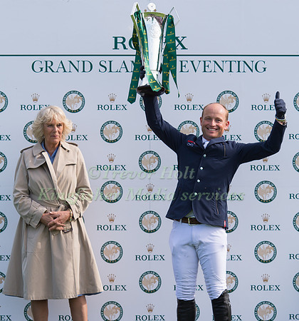 Michael Jung of Germany  with the Rolex  Grand Slam of Eventing Trophy