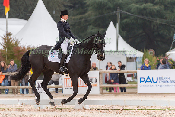 NICKY RONCORONI (GBR) AND WATTS BURN TAKING PART IN THE DRESSAGE
