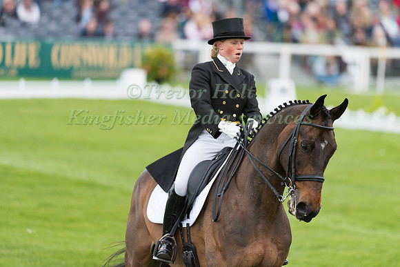 Rosalind Canter (GBR) riding Allstar B in the Dressage phase  of  the 2017 Mitsubishi Motors  Badminton Horse Trials