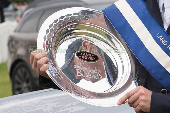 Oliver in Oliver Townend  winner of the 2017 Landrover Burghley Horse Trials reflected inthe Land Rover Perpetual Trophy