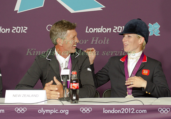 Andrew Nicholson and Zara Phillips share a joke at the press conference