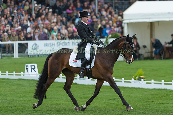 Ciaran Glynn (IRL) riding November Night in the Dressage phase  of  the 2017 Mitsubishi Motors  Badminton Horse Trials