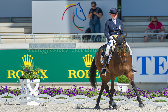 Karin Donckers riding Fletcha van 'T Verahof taking part in the dressage test