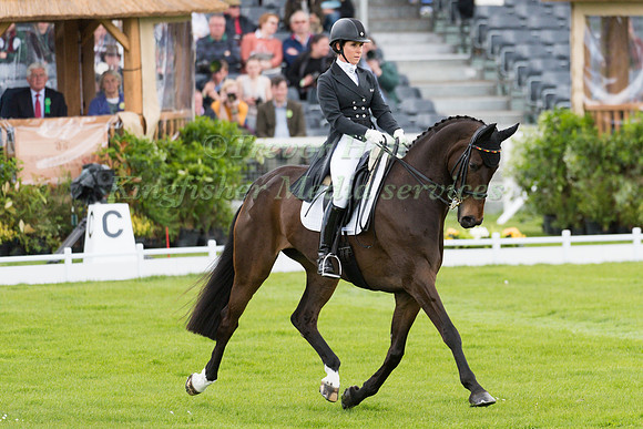 Bettina Hoy (GER) riding Designer 10 in the Dressage phase  of  the 2017 Mitsubishi Motors  Badminton Horse Trials