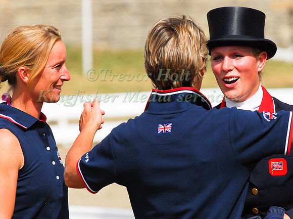 Zara Phillips hugs Daisy Dick and Mary King