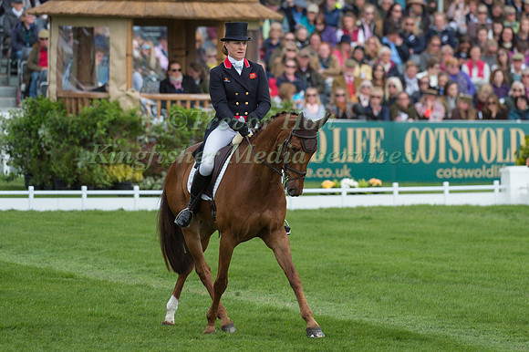 Kristina Cook (GBR) riding Billy The Red in the Dressage phase  of  the 2017 Mitsubishi Motors  Badminton Horse Trials