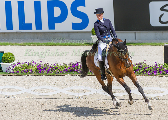 Lara De Liedekerke riding Ducati van den Overdam taking part in the dressage test