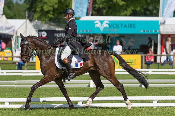 GILLES  PONS (FRA) AND TELSTAR DE BORDENAVE TAKING PART IN THE DRESSAGE PHASE OF THE  CCI THREE STAR COMPETITION AT THE 2017 EQUI-TREK BRAMHAM INTERNATIONAL HORSE TRIALS