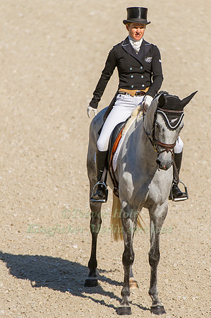 Jonelle Price riding Faerie Dianimo taking part in the dressage test