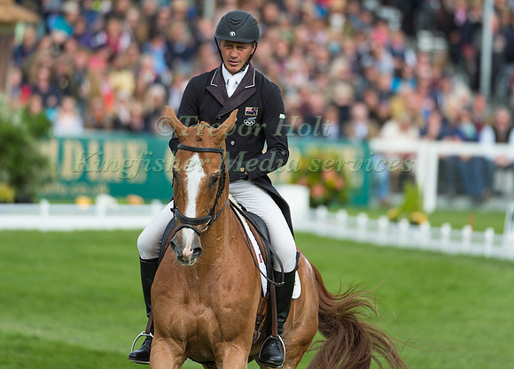 Andrew Nicholson (NZL) riding Nereo in the Dressage phase  of  the 2017 Mitsubishi Motors  Badminton Horse Trials