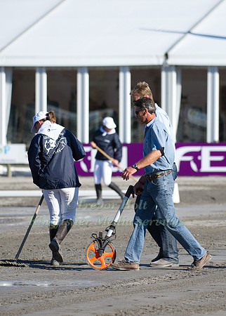 Erik Duvander and Andrew Nicholson Negotiate the Dressage Arena whilst  Wheeling the 4 Star Track