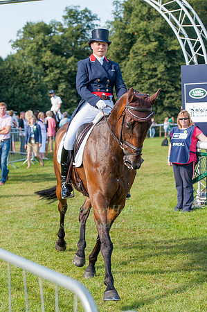 Piggy French and Westwood Mariner enter the dressage arena