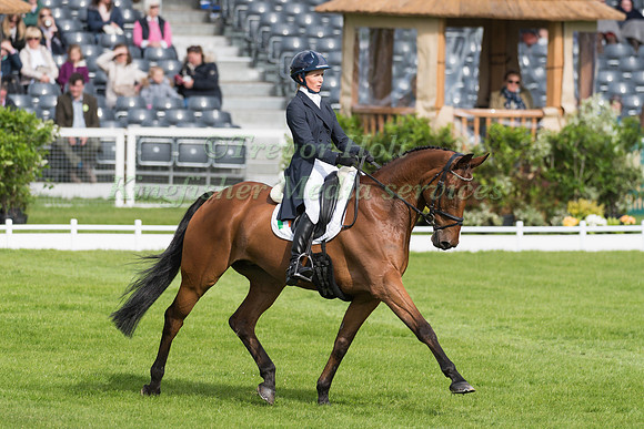 Sarah Ennis (IRL) riding Horseware Stellor Rebound in the Dressage phase  of  the 2017 Mitsubishi Motors  Badminton Horse Trials